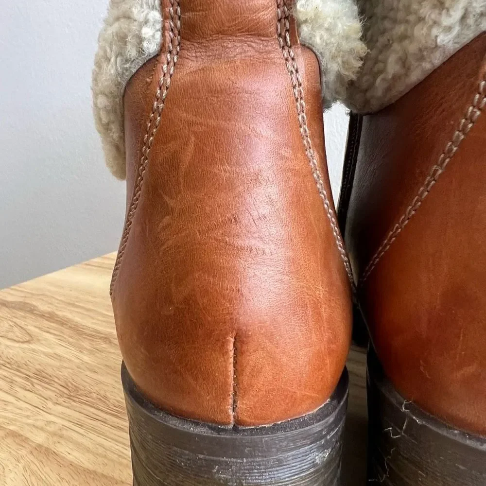Dromedaris Leather Lace Up Ankle Boots- Kara Shearling Women’s EU 41 US 11